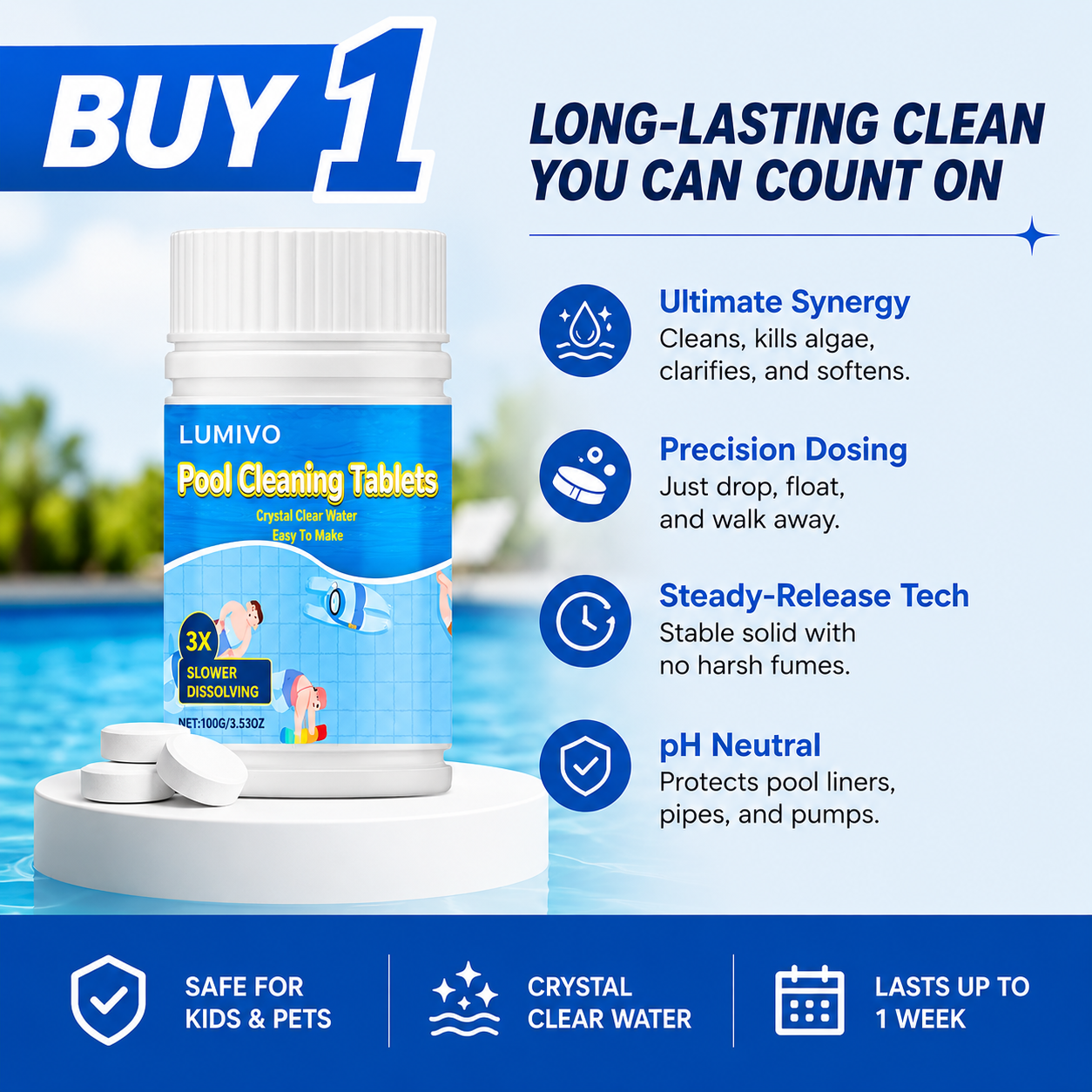 The Next-Gen Pool Purifier is here ✨ 2X Stronger Algae Control, Gentle & Safe for Kids! 👨‍👩‍👧‍👦