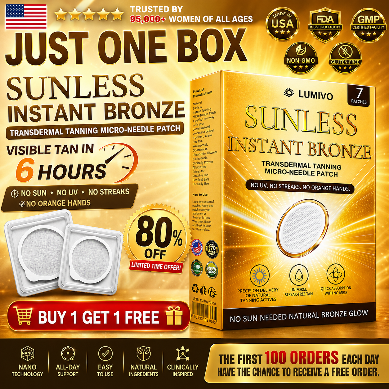☀️𝑶𝒇𝒇𝒊𝒄𝒊𝒂𝒍 𝑺𝒕𝒐𝒓𝒆 | ☀️ LUMIVO® 𝐒𝐮𝐧𝐥𝐞𝐬𝐬 𝐈𝐧𝐬𝐭𝐚𝐧𝐭 𝐁𝐫𝐨𝐧𝐳𝐞 𝐓𝐚𝐧𝐧𝐢𝐧𝐠 𝐌𝐢𝐜𝐫𝐨𝐧𝐞𝐞𝐝𝐥𝐞 𝐏𝐚𝐭𝐜𝐡 🇺🇸 (𝐉𝐮𝐬𝐭 𝐨𝐧𝐜𝐞 𝐚 𝐝𝐚𝐲) 𝐕𝐢𝐬𝐢𝐛𝐥𝐞 𝐁𝐫𝐨𝐧𝐳𝐞 𝐆𝐥𝐨𝐰 𝐢𝐧 𝟕 𝐃𝐚𝐲𝐬 ✅ 𝐍𝐨 𝐔𝐕, 𝐍𝐨 𝐎𝐫𝐚𝐧𝐠𝐞, 𝐍𝐨 𝐒𝐭𝐫𝐞𝐚𝐤𝐬, 𝐍𝐨 𝐃𝐇𝐀, 𝐍𝐨 𝐌𝐞𝐬𝐬.